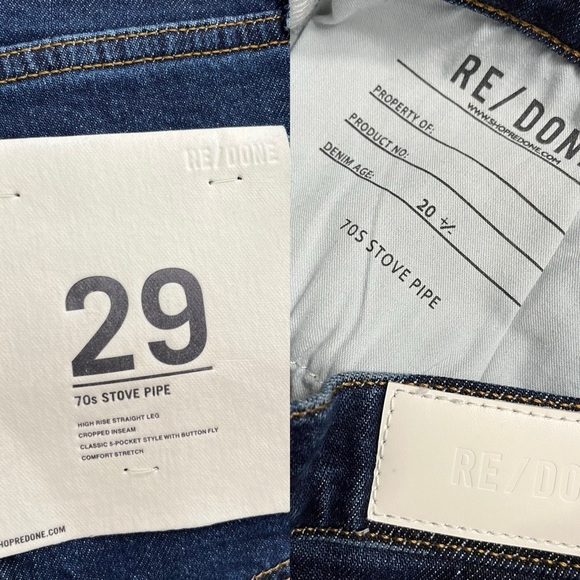 Redone 70s Stove Pipe Jeans in Dark Rinse Size 29 - Picture 13 of 16